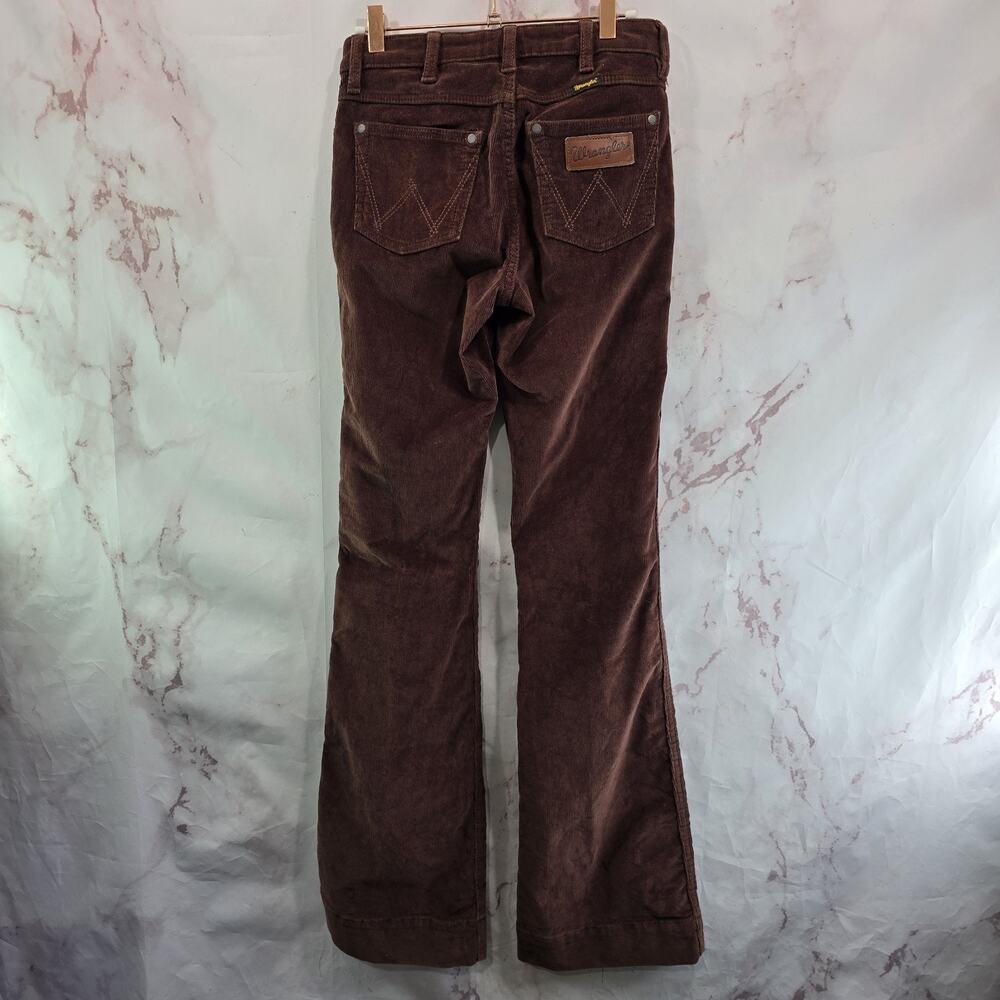 Wrangler Pants Womens 25 Long Brown Corduroy High Rise Flare Bell Brooke Trouser